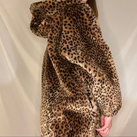 🐆 cheetah print faux fur coat with hood by duffel - Picture 8 of 8